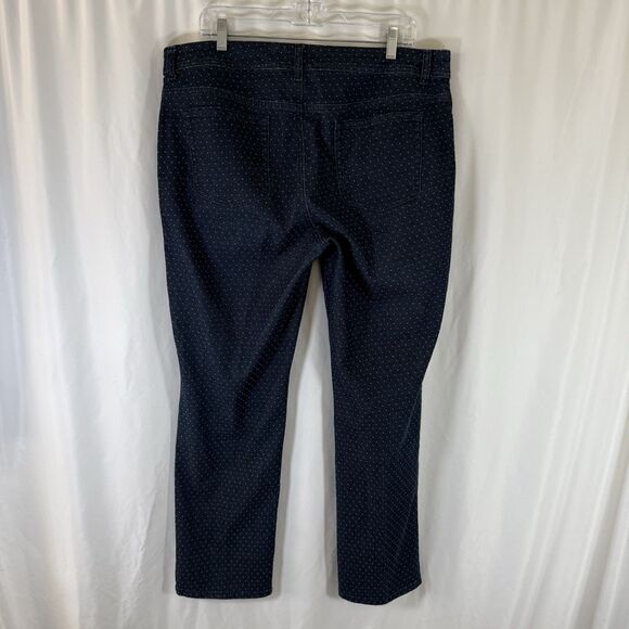 Chico's Jeans Women's 14 Blue Polka Dot Slim Leg Pockets Button Zip - Picture 6 of 8